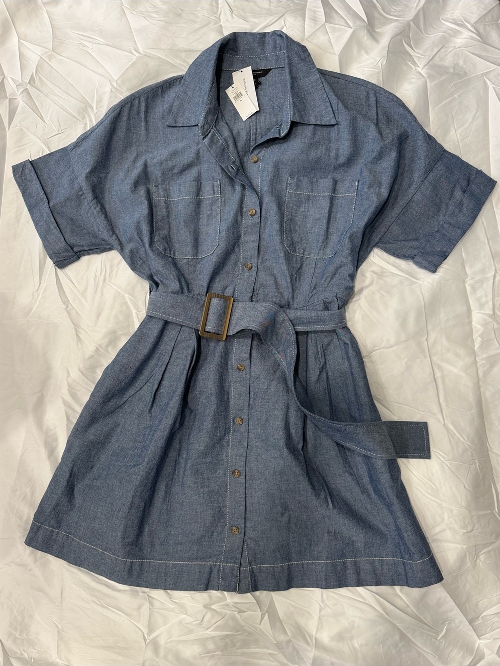 Banana Republic Chambray Shirt Mini Dress in Blue